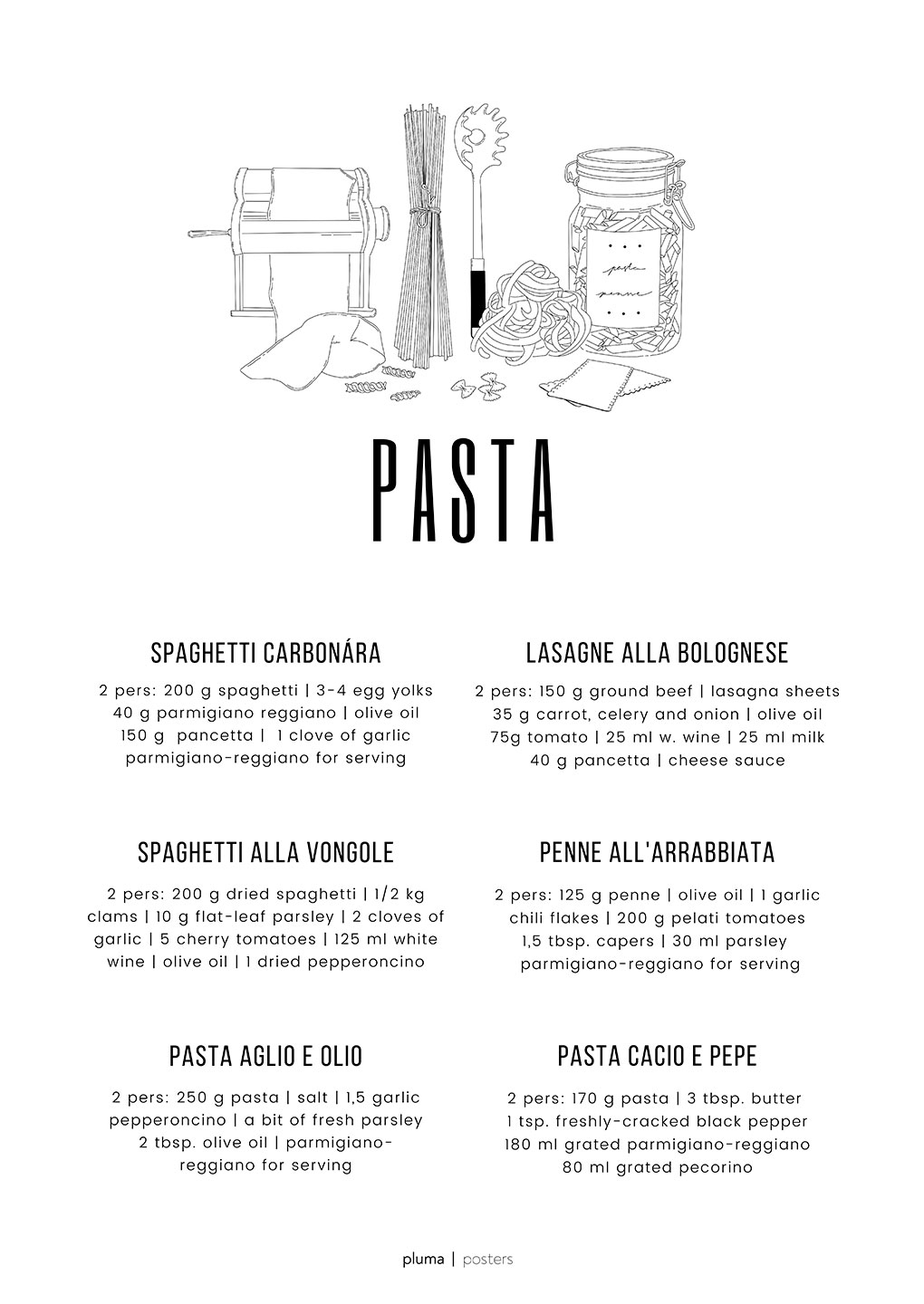 Pasta af Pluma Posters - Unik Kunst til Dit Hjem