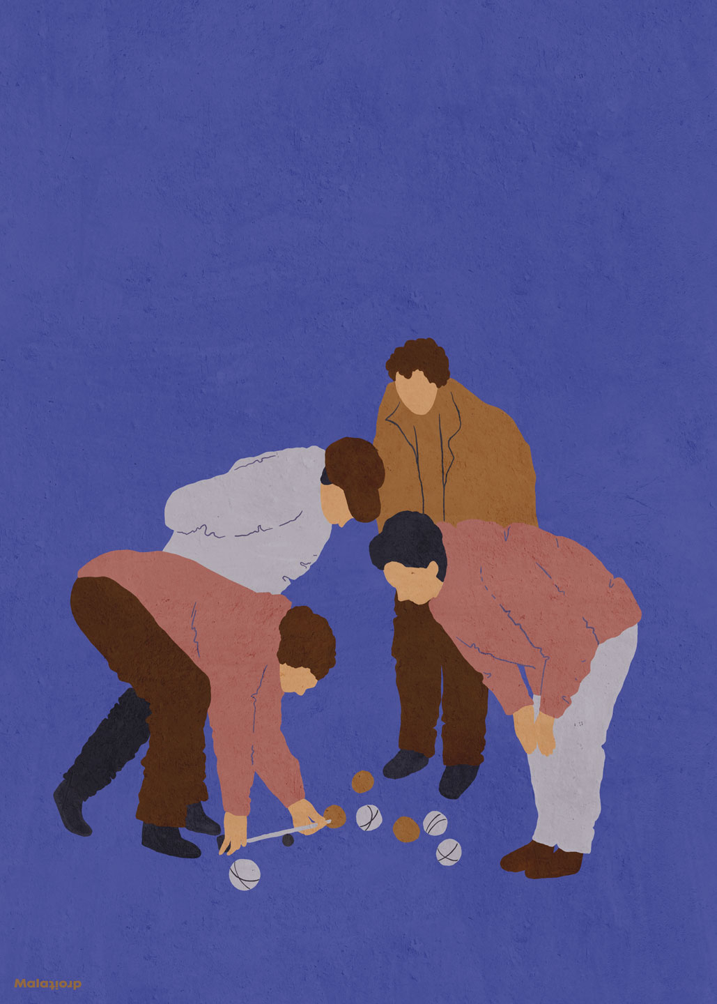 Petanque Blå Kunstværk af Maladroit til Dit Hjem
