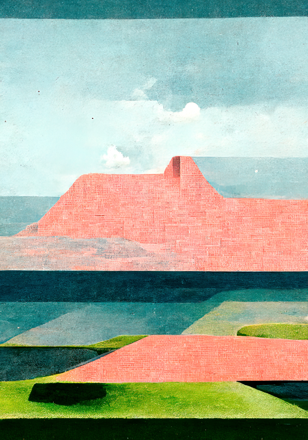 Pink Sommer Havkyst V1 - Kunsttryk til dit hjem