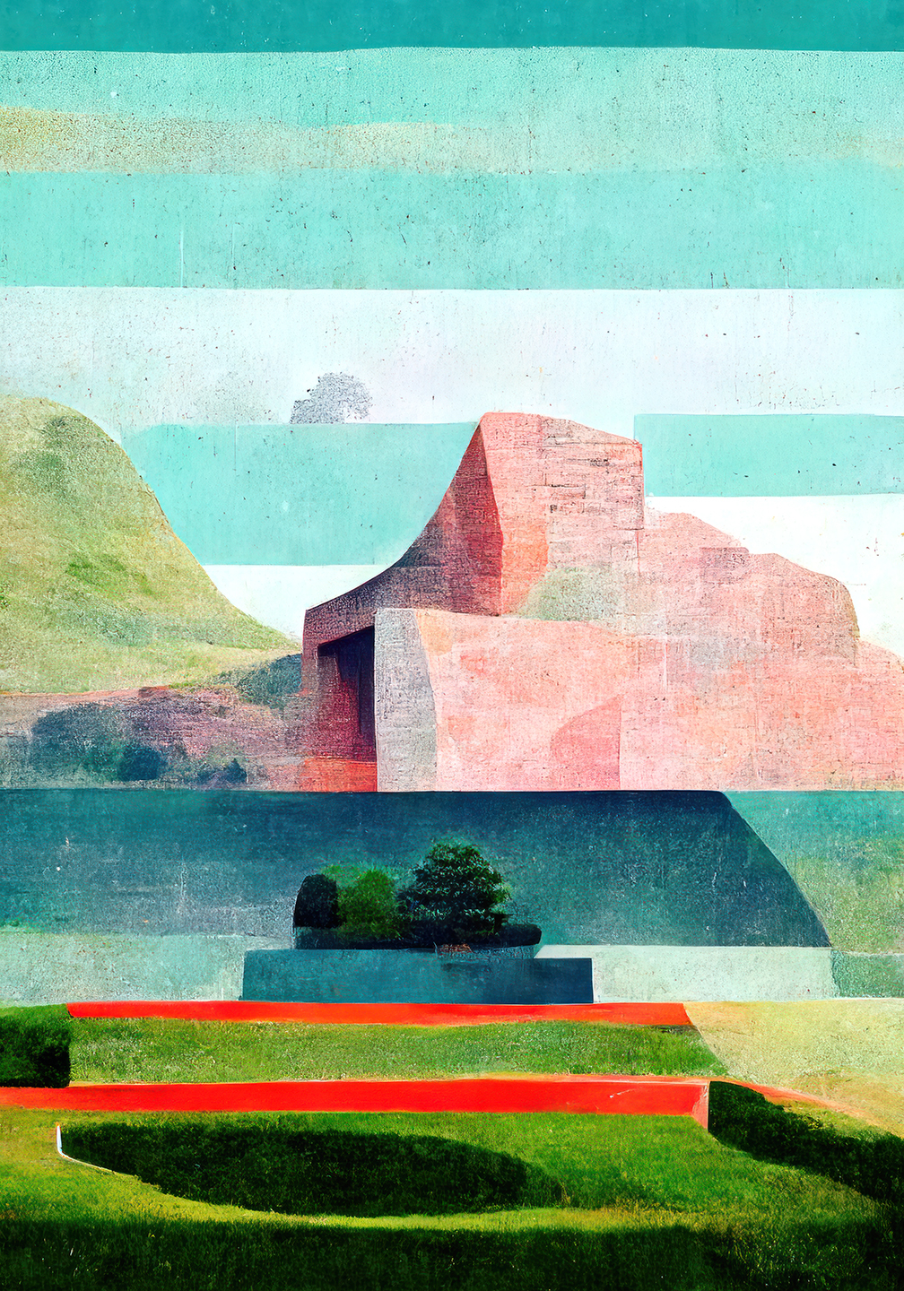 Pink Sommer Havkyst V3 af Yoma.emptylands - Fantastisk Kunsttryk