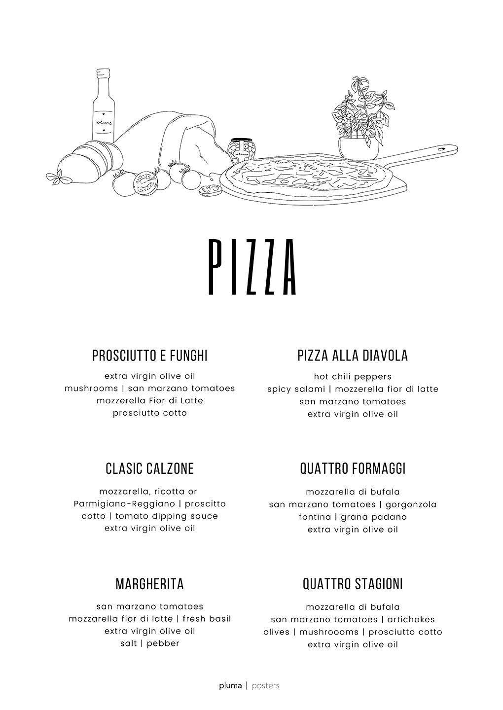 Pizza Plakat fra Pluma – Unik Kunst til Dit Hjem