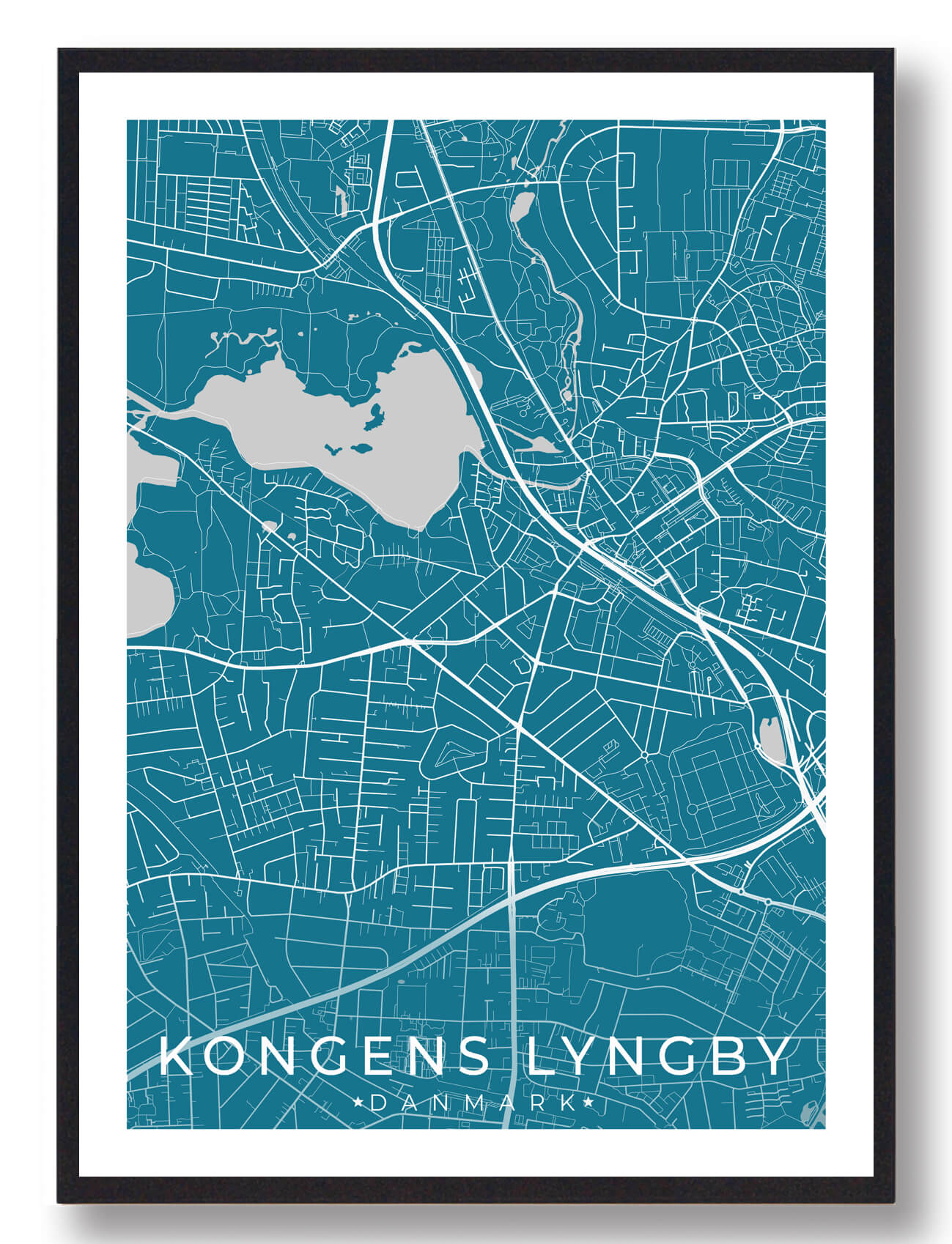 Kongens Lyngby by plakat - blå