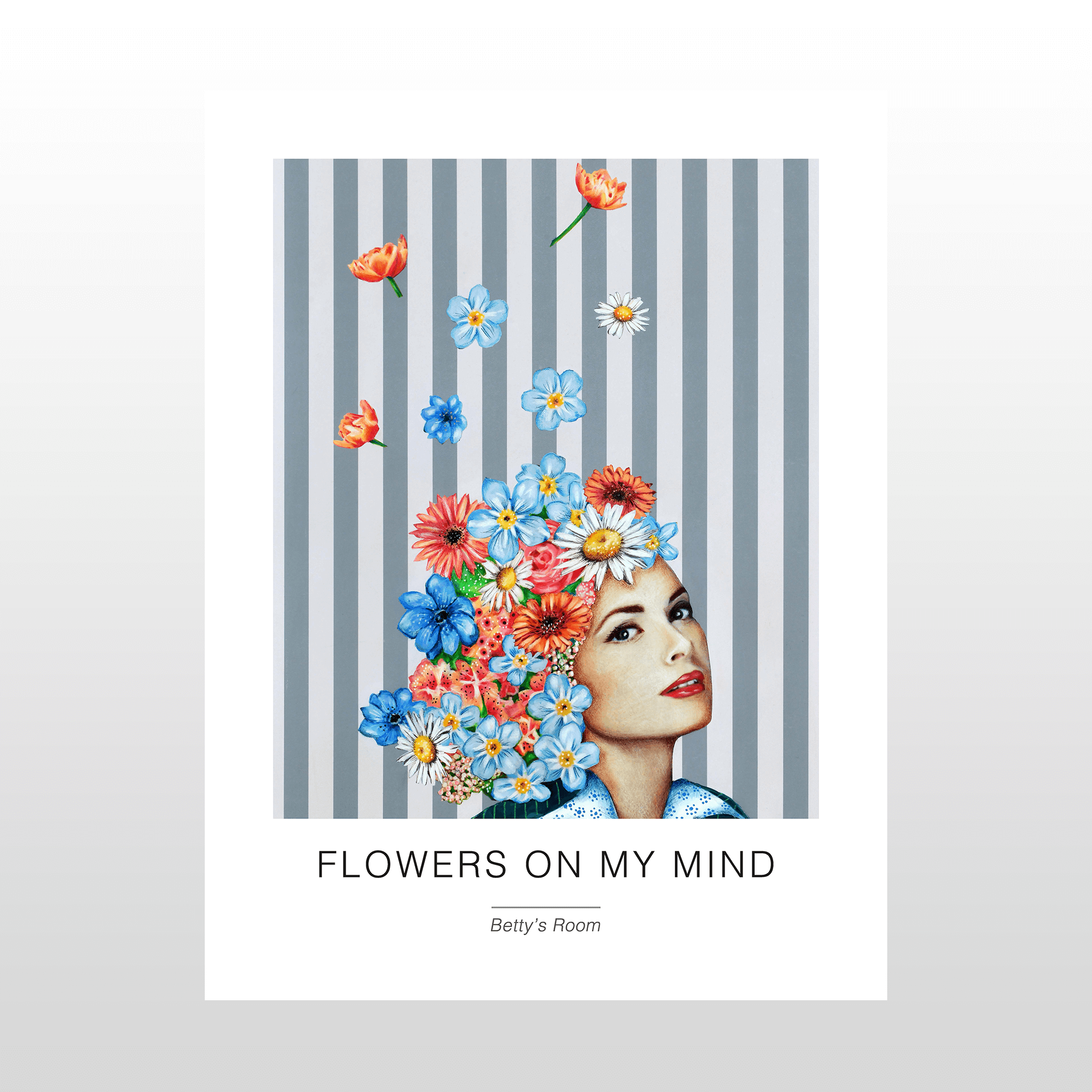 Kunstplakat "Flowers on my mind" 30 x 40 cm - Tilbud!