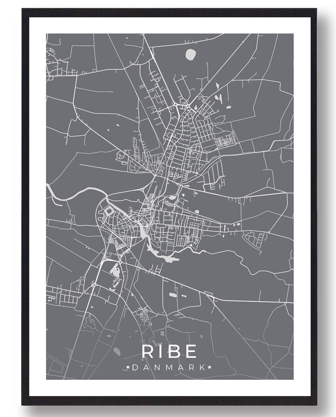 Ribe By Plakat – Grå til indretning af dit hjem
