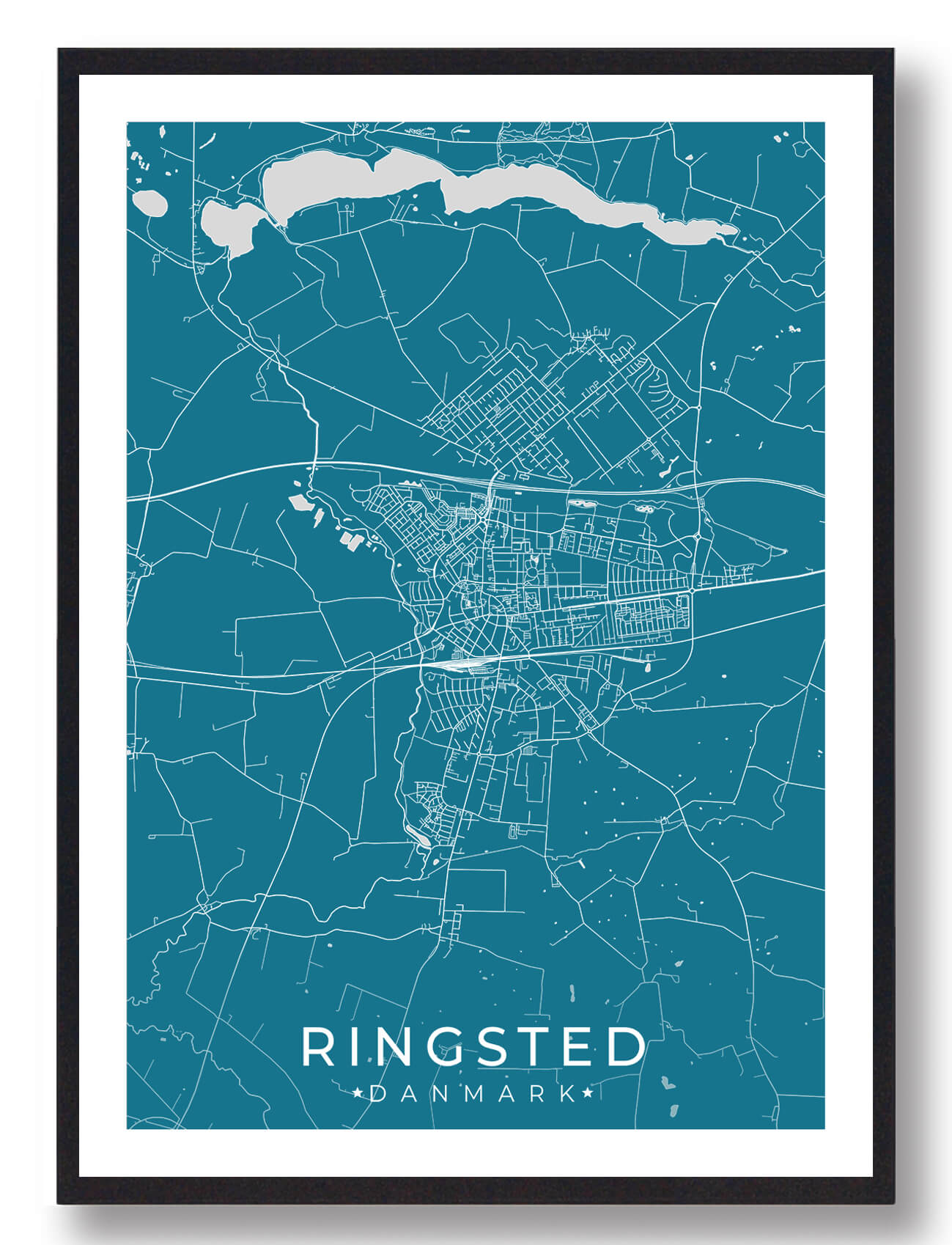 Ringsted By Plakat - Blå Design til Dit Hjem