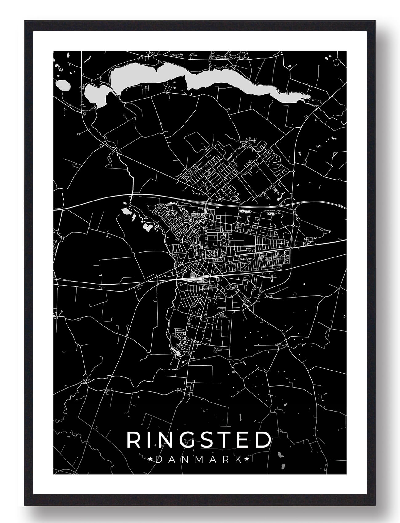 Ringsted By Plakat - Sort Design til Dit Hjem