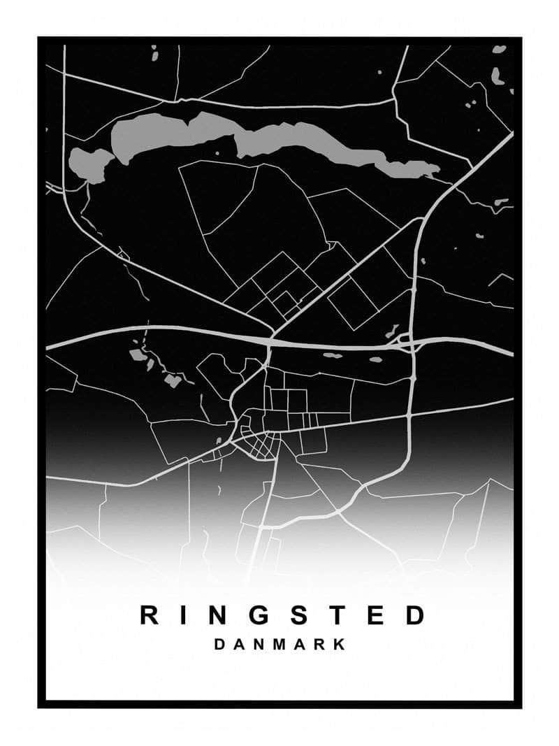 Ringsted Plakat - Detaljeret Kort over Ringsted By