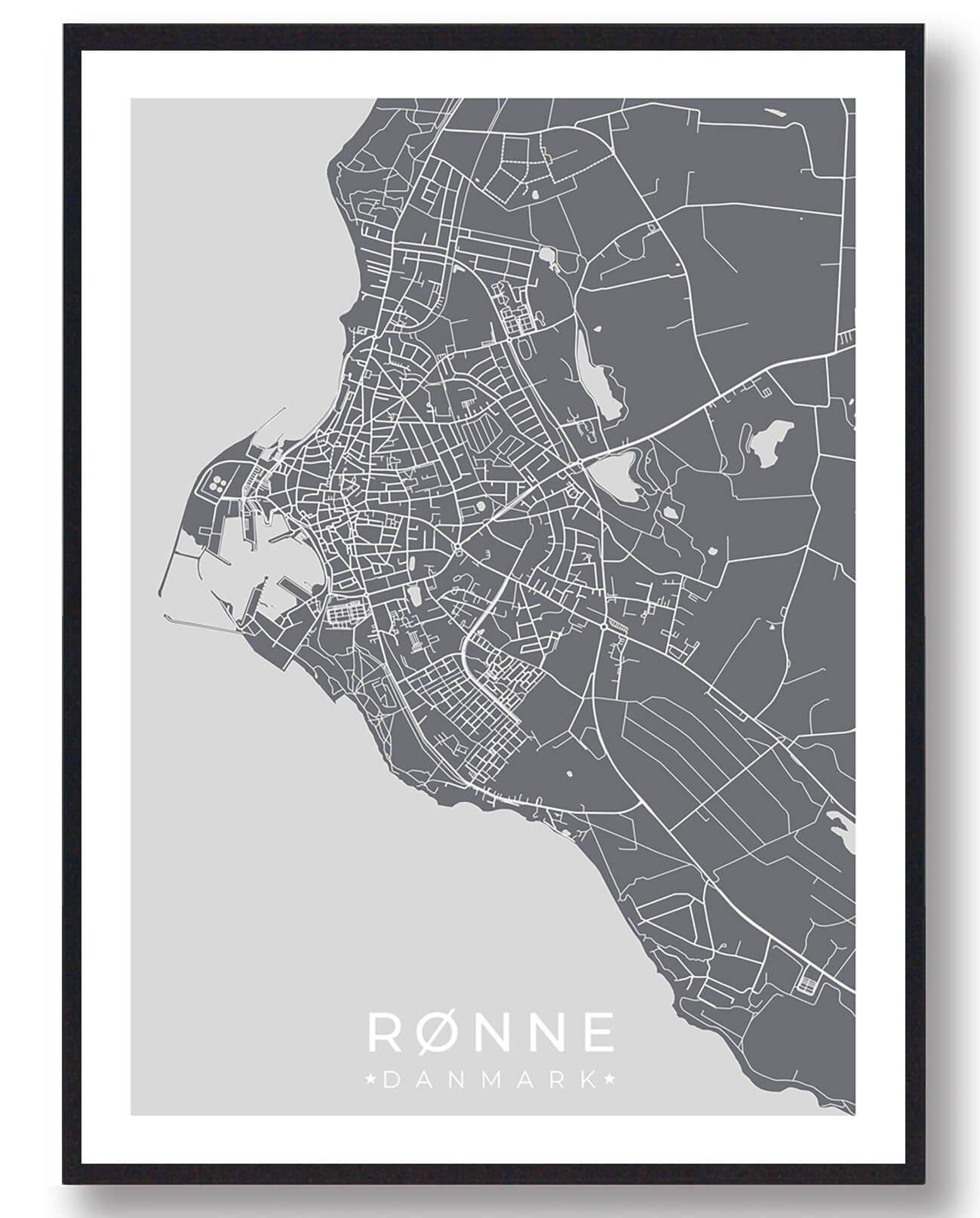 Rønne plakat i grå - perfekt til din boligindretning!
