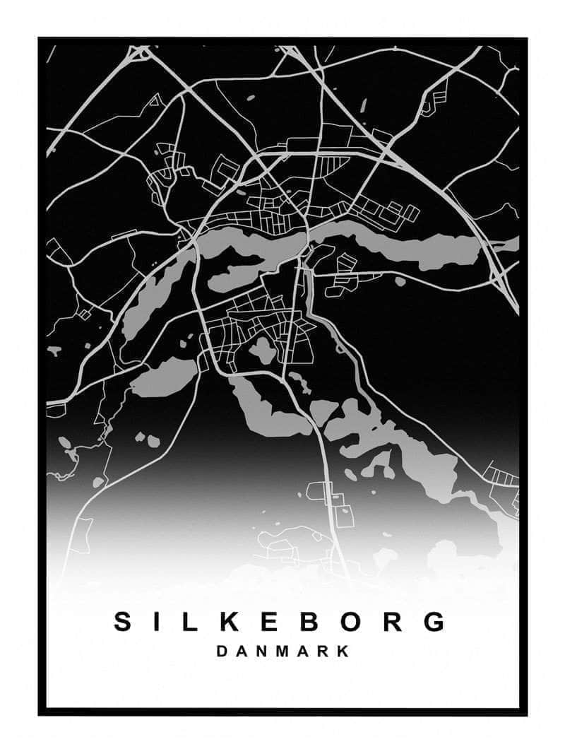 Silkeborg bykort plakat – unik dekoration til hjemmet