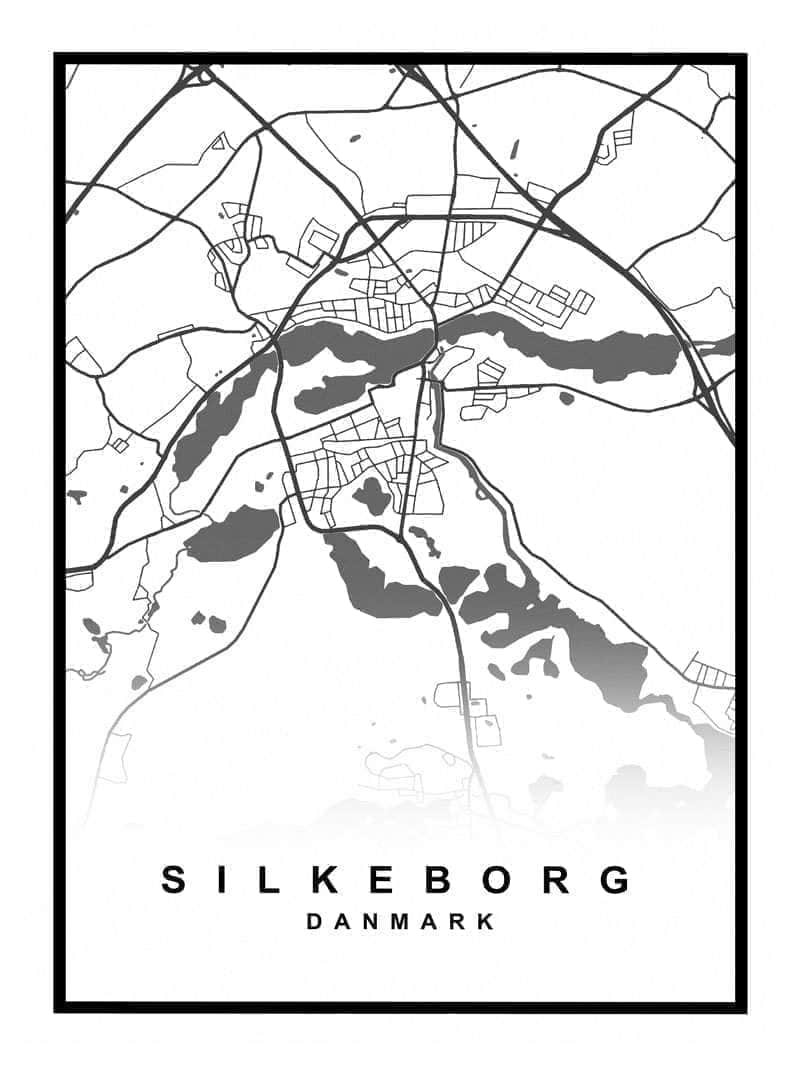 Silkeborg bykort plakat – unik dekoration til hjemmet