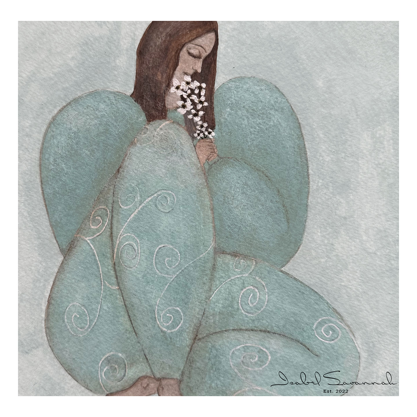 Siddende Her – Unikt Kunsttryk af Isabel Savannah