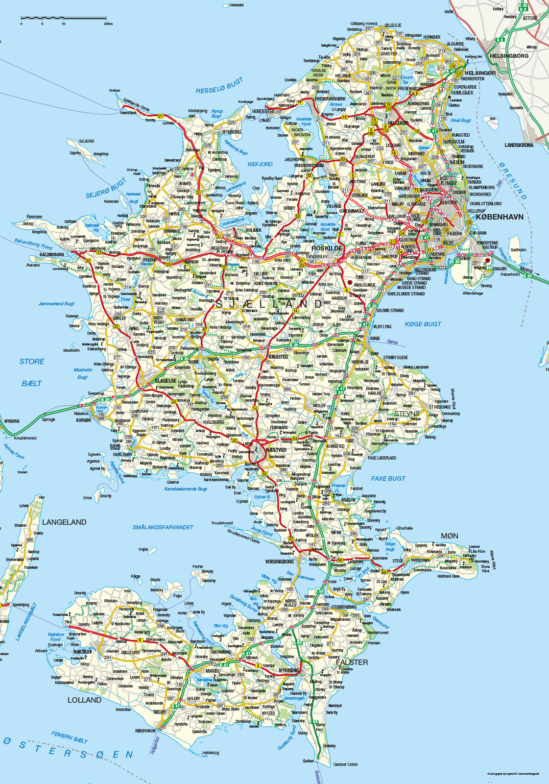 Illux Kort over Sjælland og Lolland-Falster – Unik Kunst