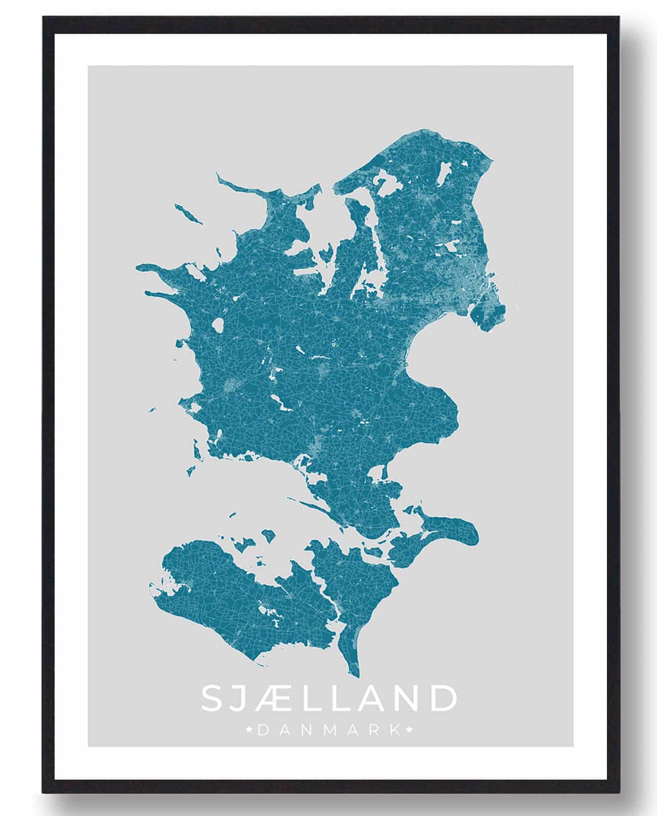 Sjælland Plakat i Blå – Perfekt til Dit Hjem
