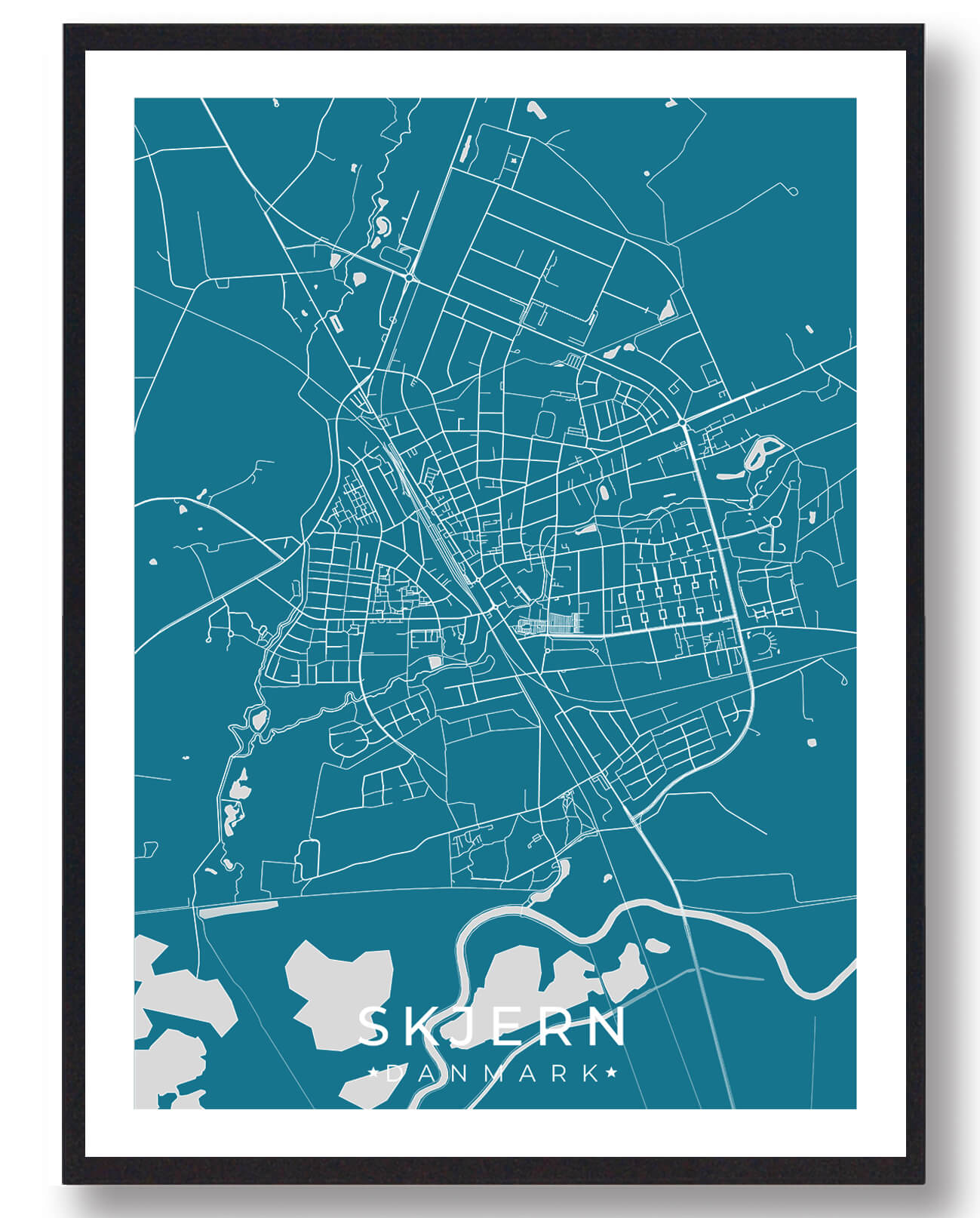 Skjern By Plakat - Blå Tilbud!