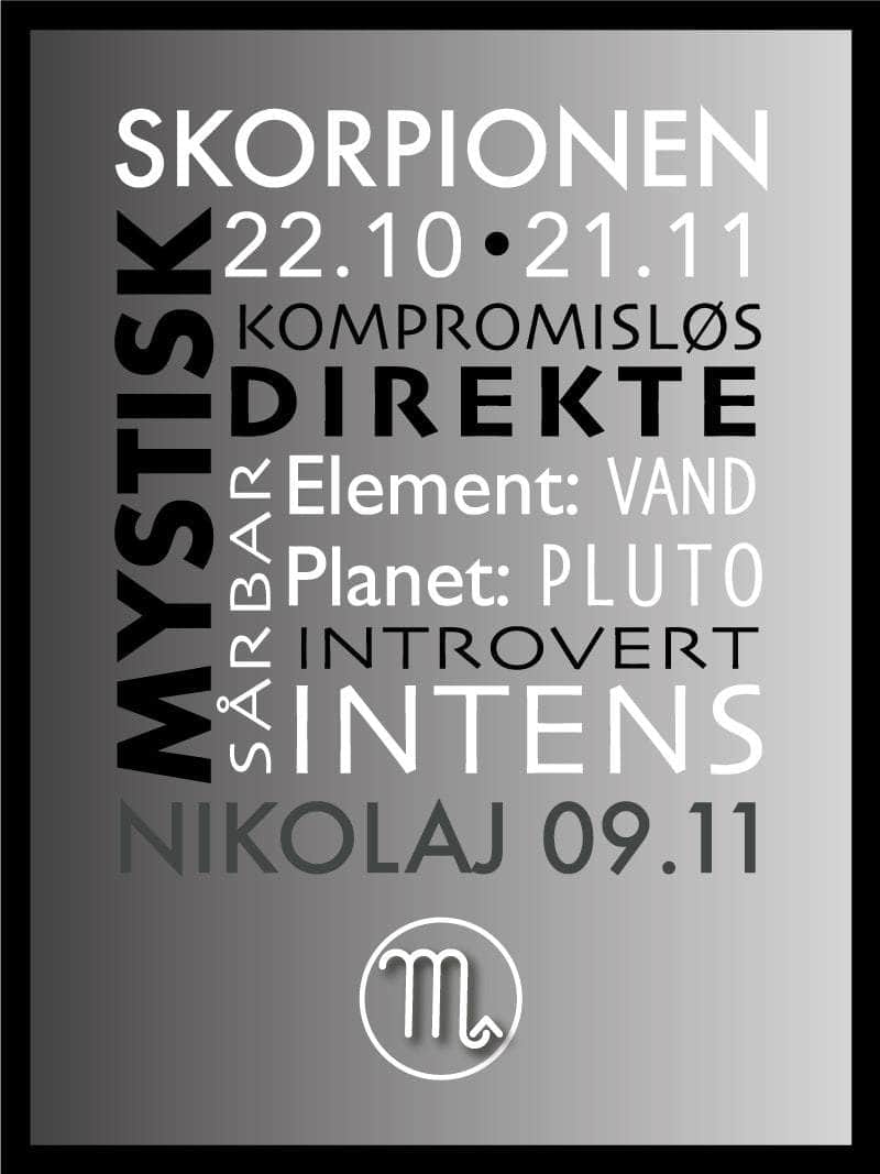 Skorpion Stjernetegn Plakat - Unik Indretning til Hjemmet