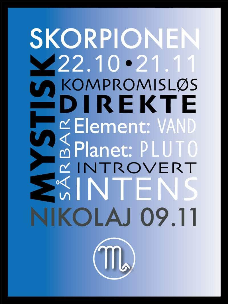 Skorpionen Stjernetegn Plakat med Tekst - Unik Design