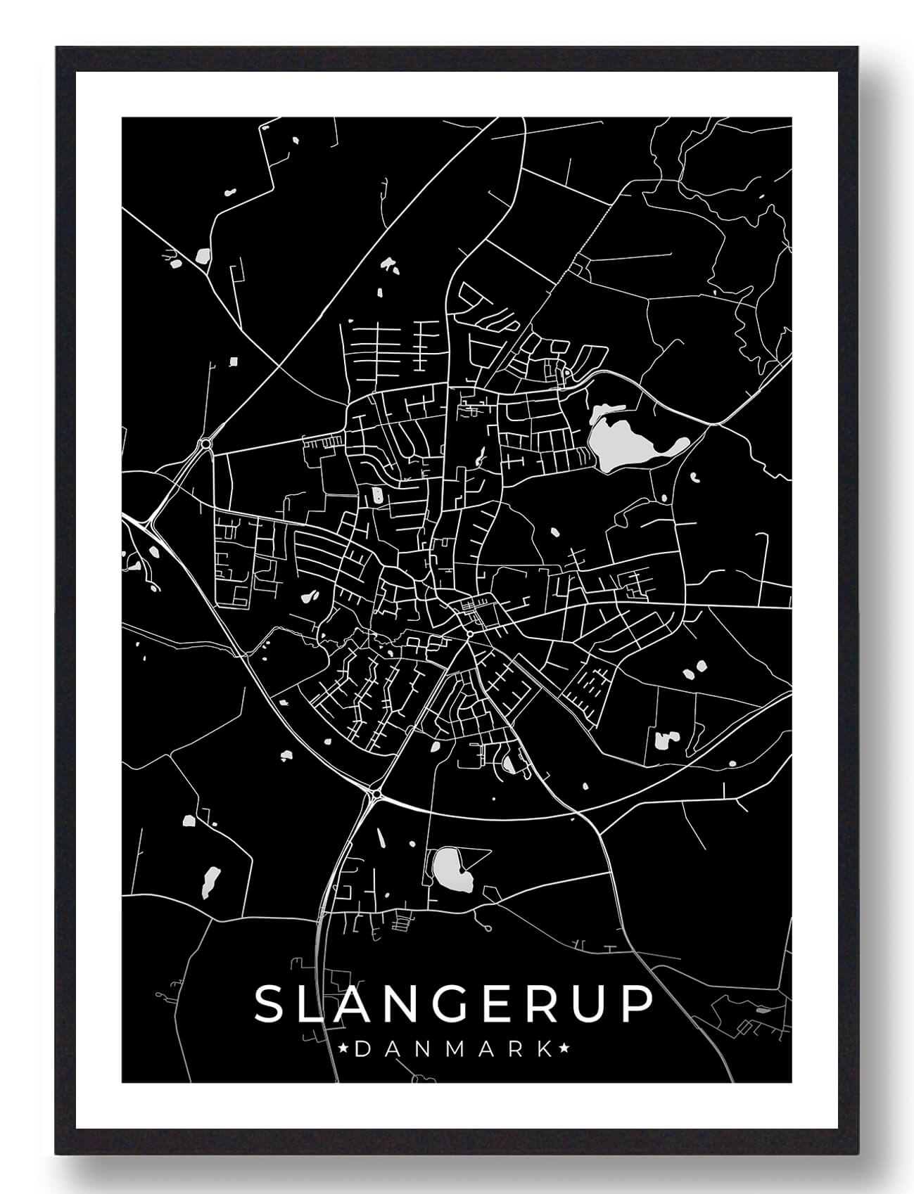 Slangerup By Plakat - Sort Design til Dit Hjem