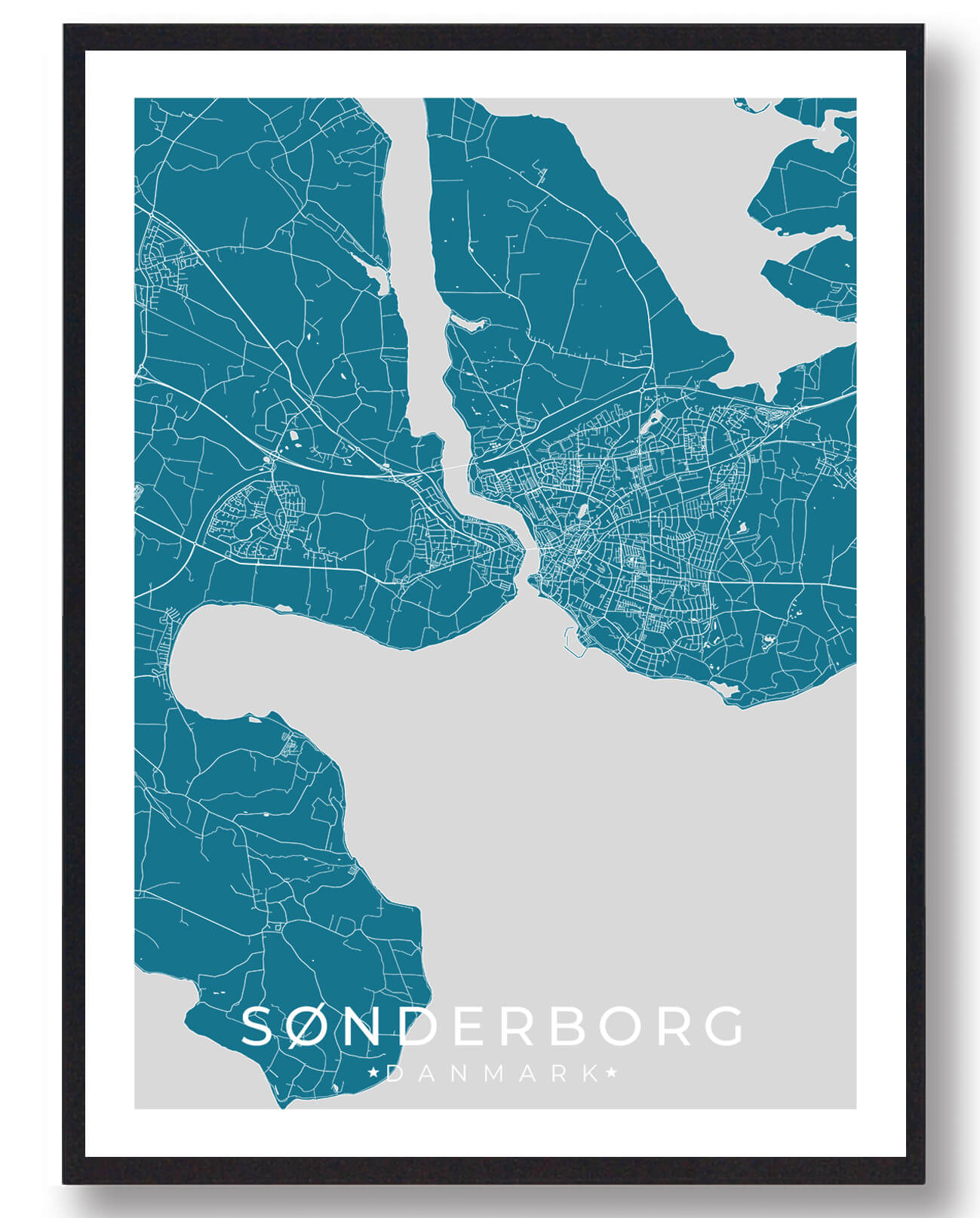 Sønderborg by plakat - Blå til din billedvæg