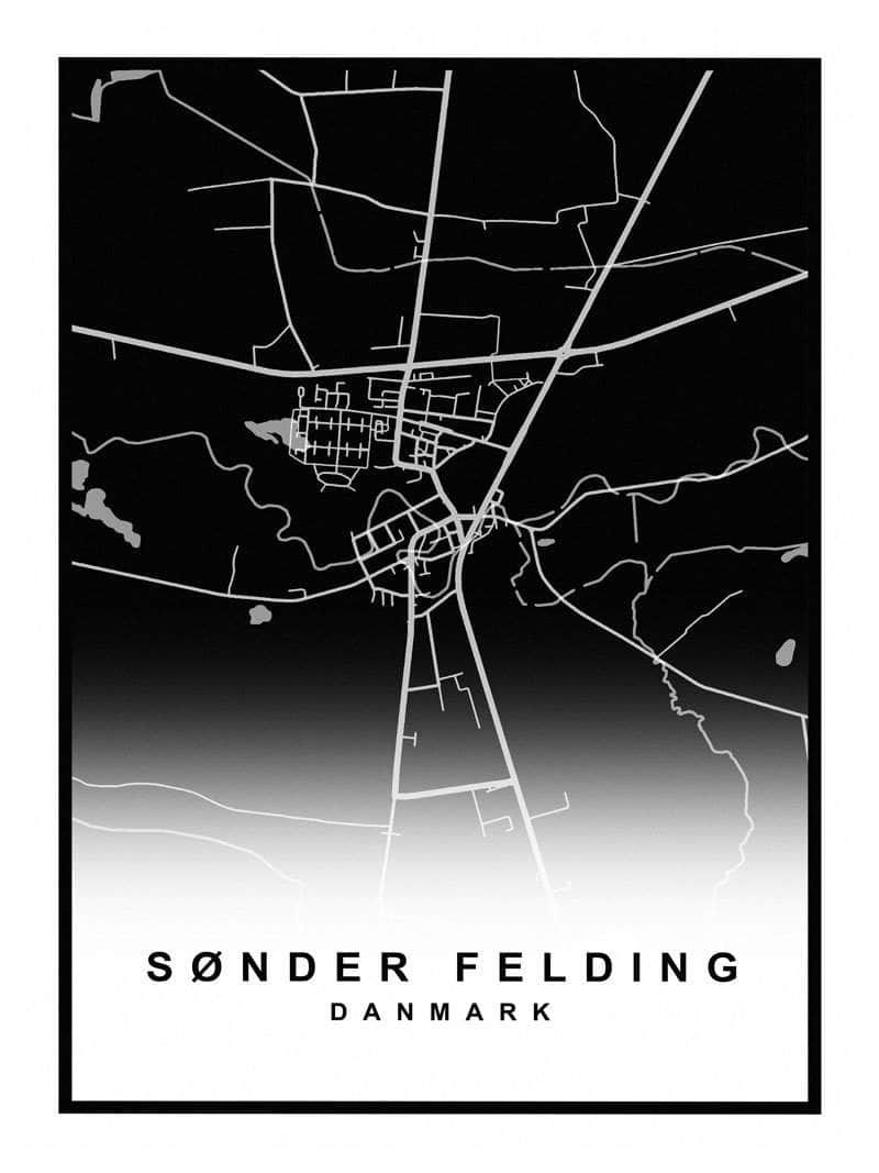 Sønder Felding Plakat - Detaljeret Kort over Byen