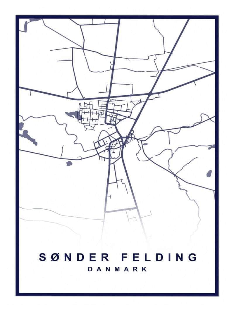 Sønder Felding Plakat – Detaljeret Bykort til Indretning