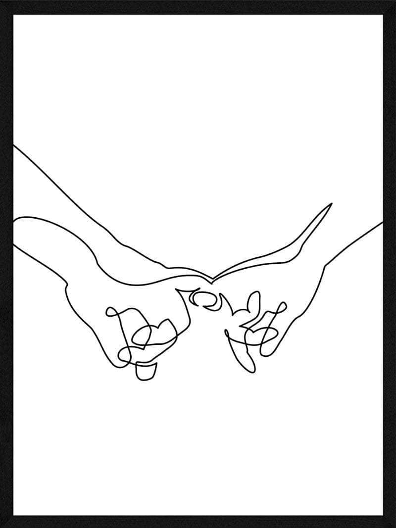 Stregtegning Plakat med Hænder - Minimalistisk Kunst