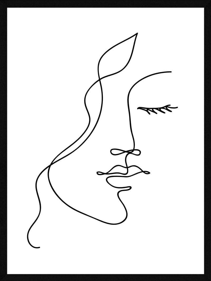 Stregtegning Plakat af Smuk Kvinde - Enkel Illustration