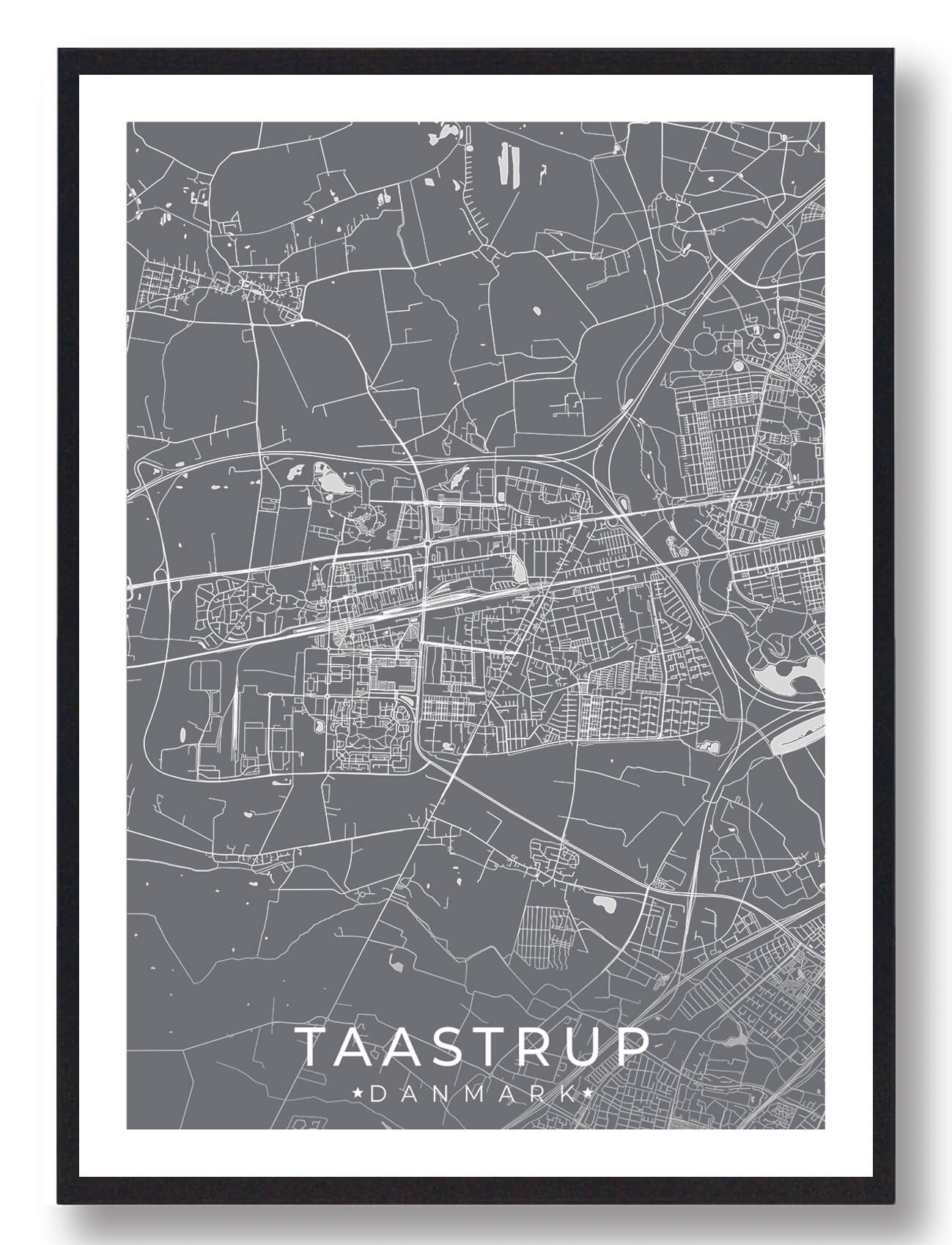 Taastrup By Plakat – Grå Design til Dit Hjem