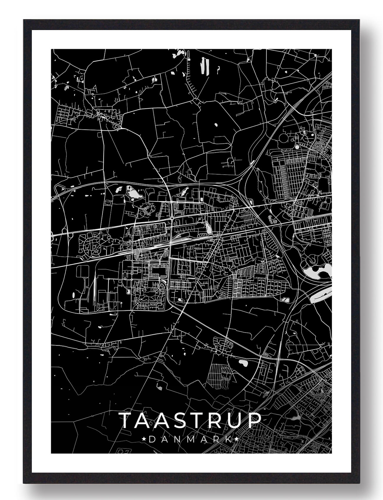 Taastrup By Plakat - Sort Design til Dit Hjem