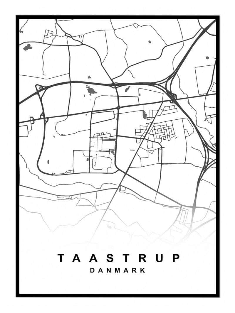 Taastrup Plakat - Detaljeret Kort over Taastrup By