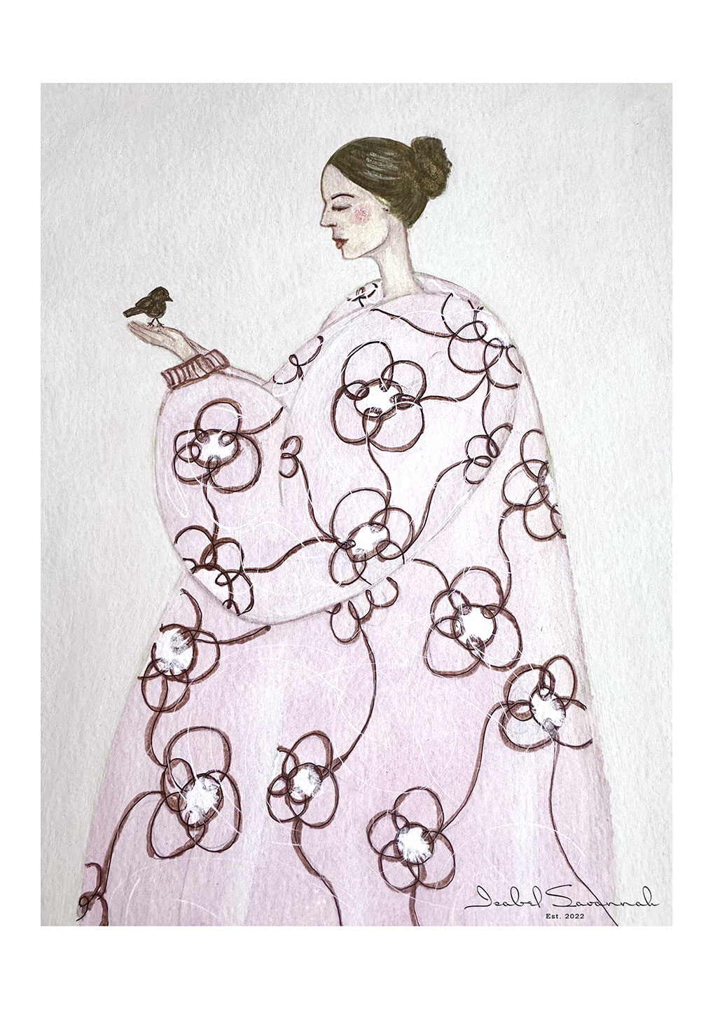 Den Lyserøde Dame af Isabel Savannah - Unikt Kunstværk