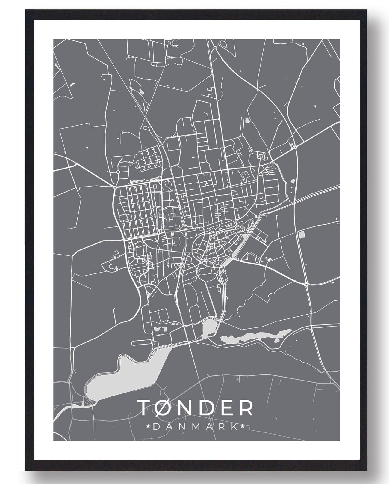 Tønder by plakat - grå