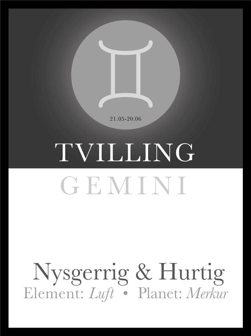 Tvillingen Stjernetegn Plakat - Unik Kunst til Dit Hjem