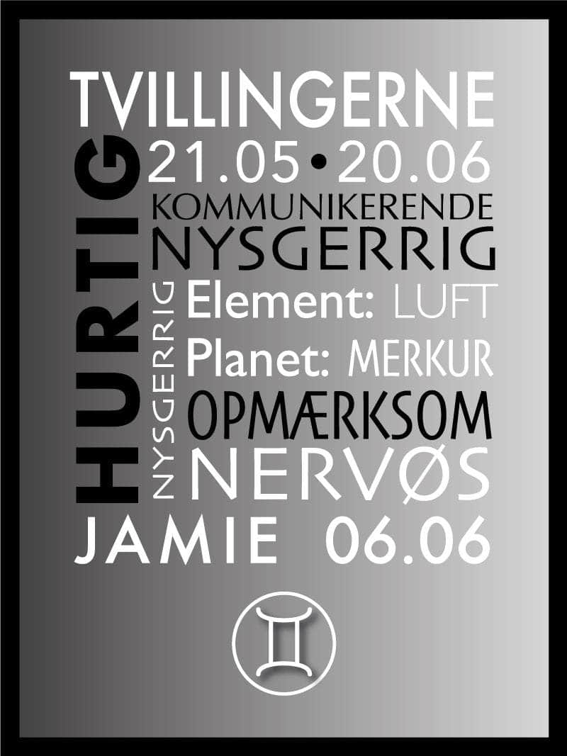 Tvillingerne Stjernetegn Plakat med Unikke Værdier