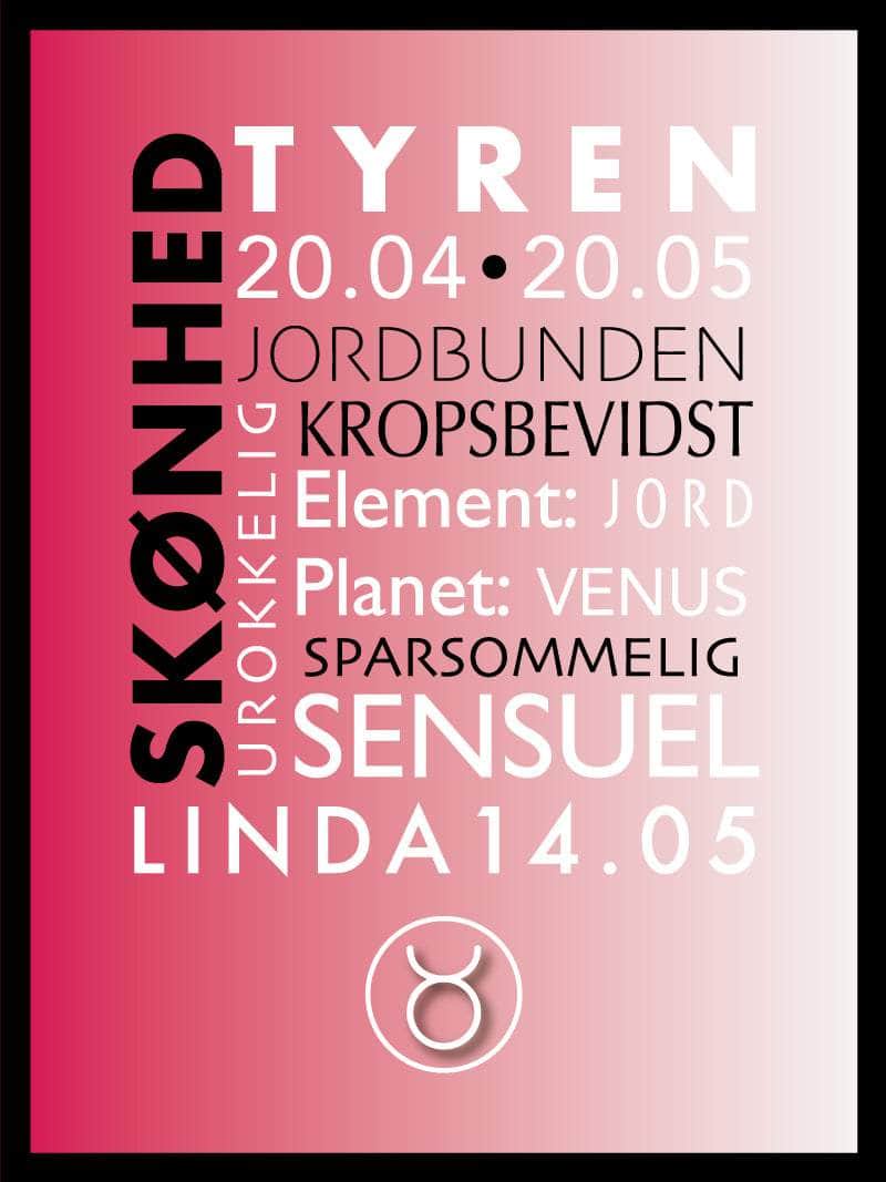 Tyren Stjernetegn Plakat med Værdier – Elegant Indretning