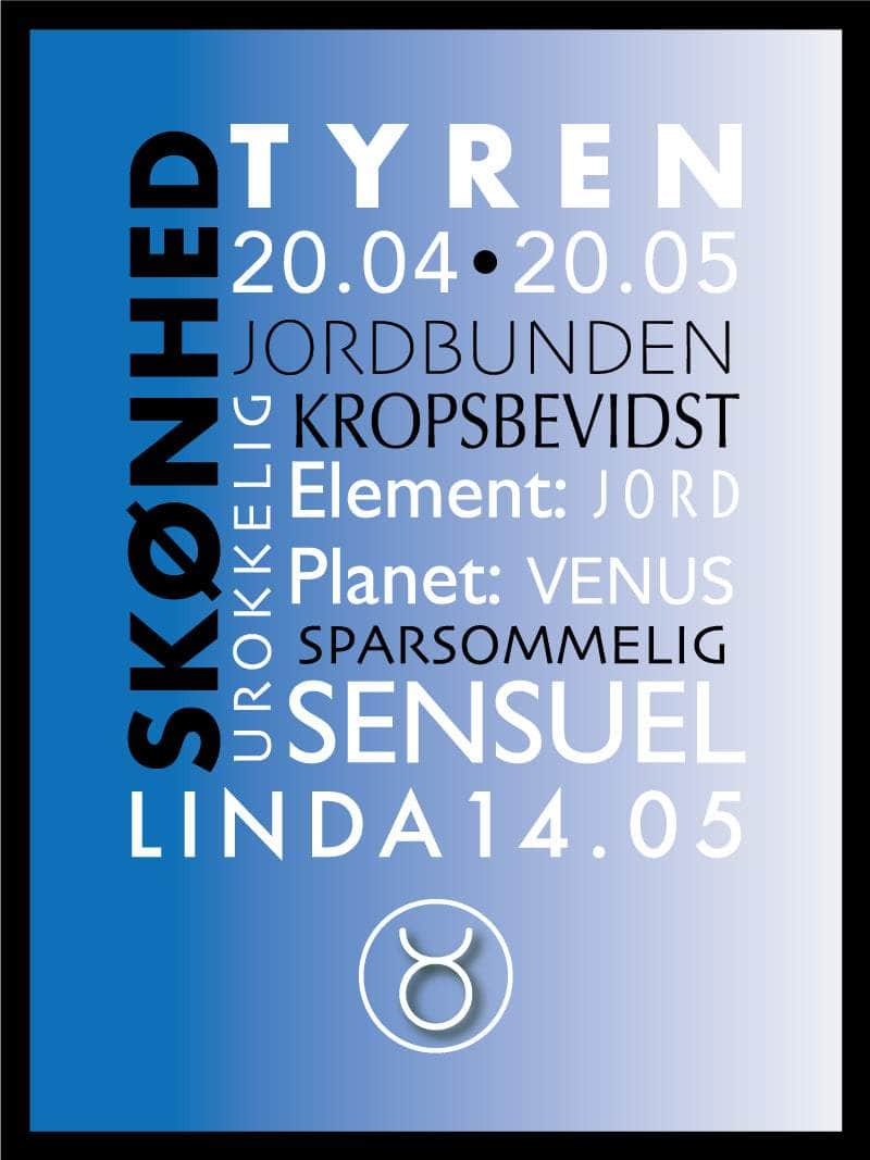 Tyren Stjernetegn Plakat med Værdier fra Egly Design
