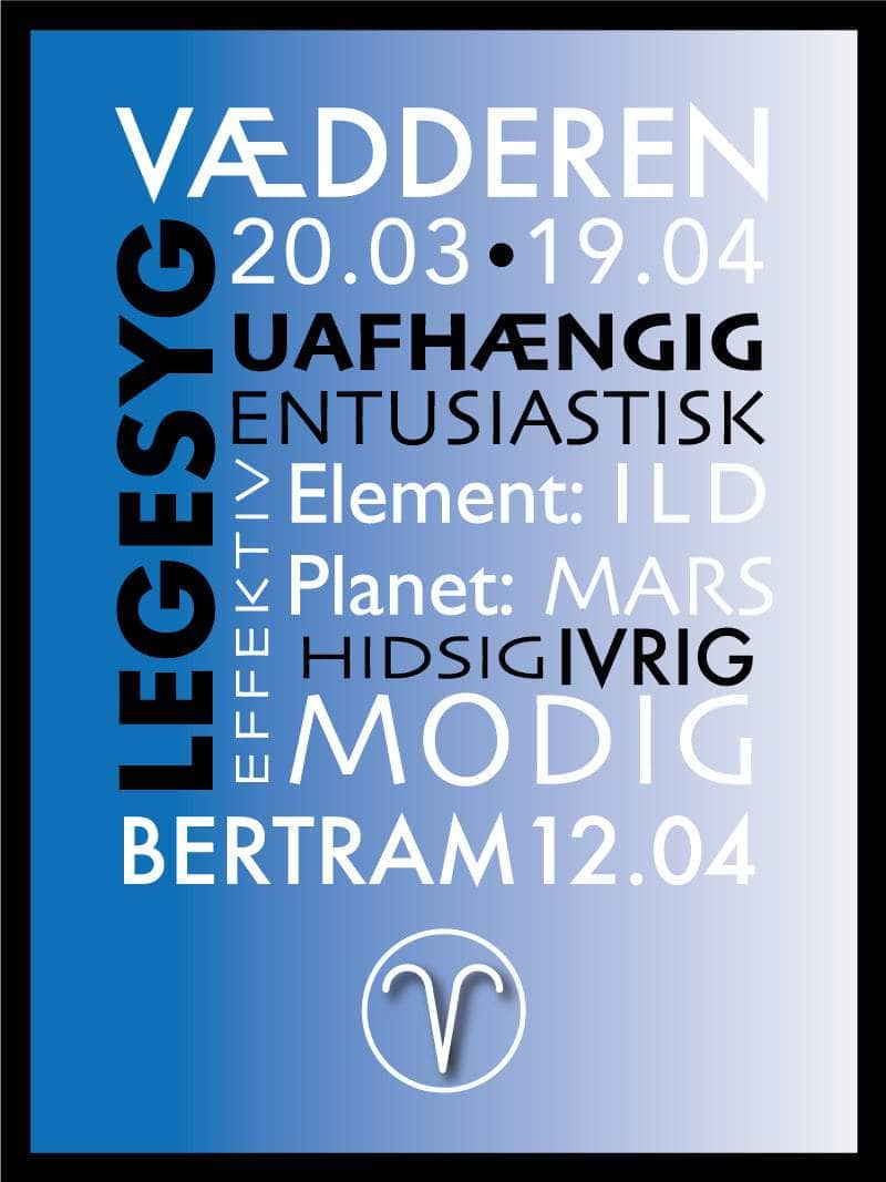Vædderen Stjernetegn Plakat med Tekst - Unik Design