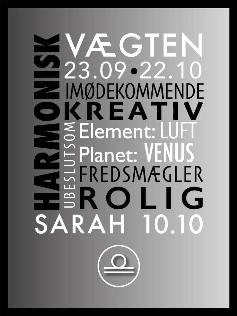 Vægten Stjernetegn Plakat – Unik Indretning til Hjemmet