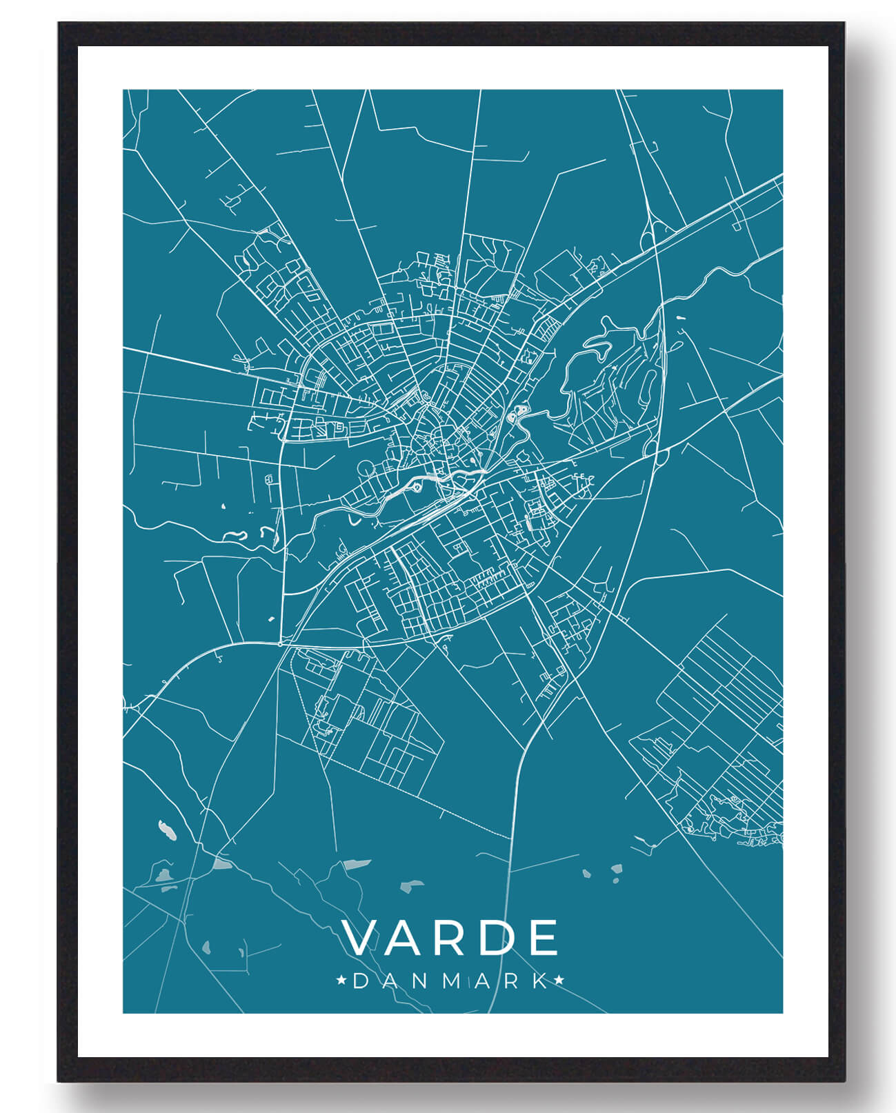 Varde By Plakat - Blå til Dit Hjem