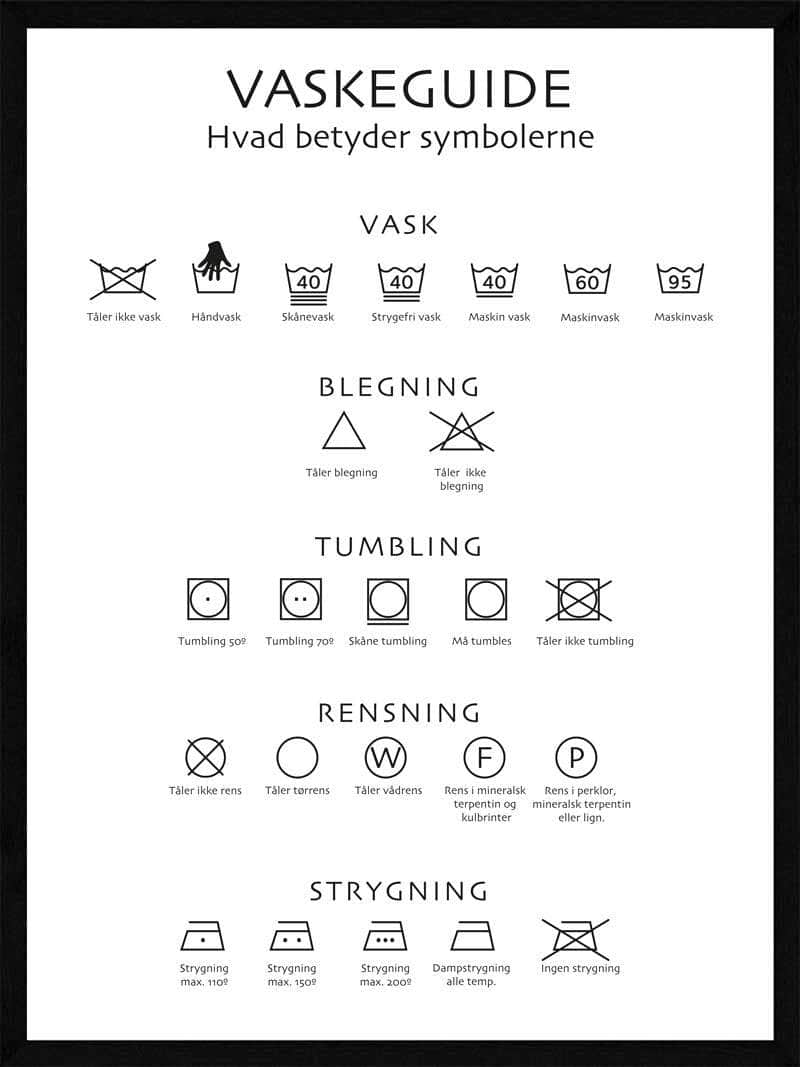 Vaskeguide Plakat - Få Styr på Vasketøjssymboler