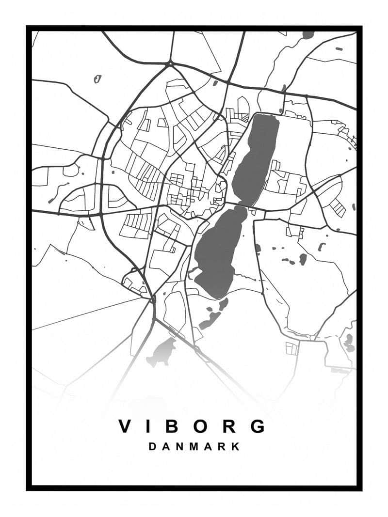 Viborg Plakat – Detaljeret Kort over Viborg By