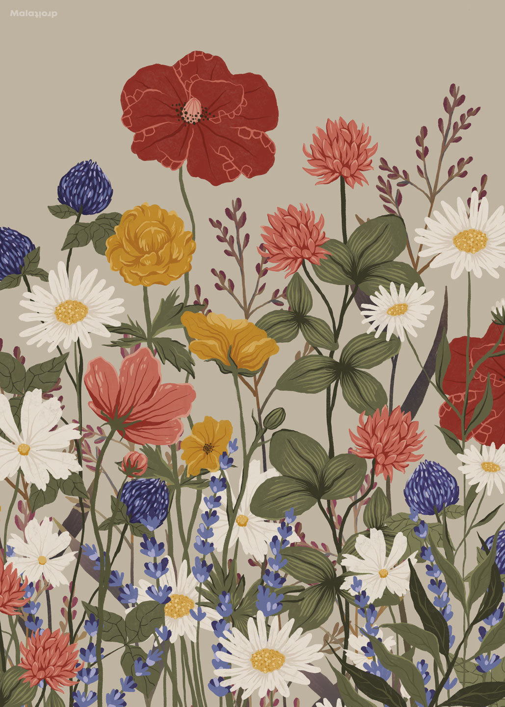 Unikt Kunstværk: Vilde Blomster Lys af Maladroit