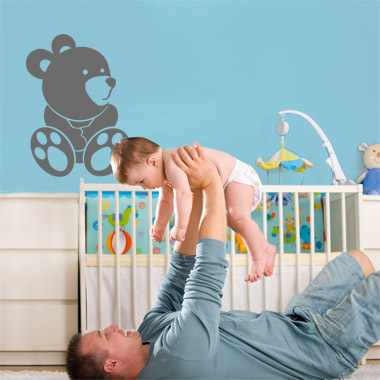 Bamse Sidder Wallsticker fra Anline Ruby, 36x48 cm