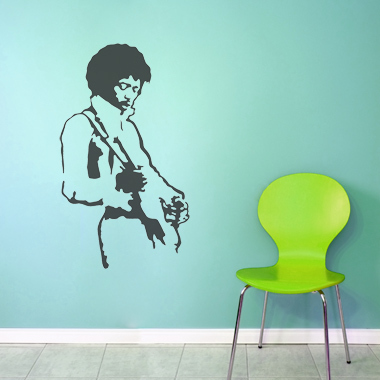 Jimi Hendrix vægklistermærke af Jesper Haun - 42x70 cm