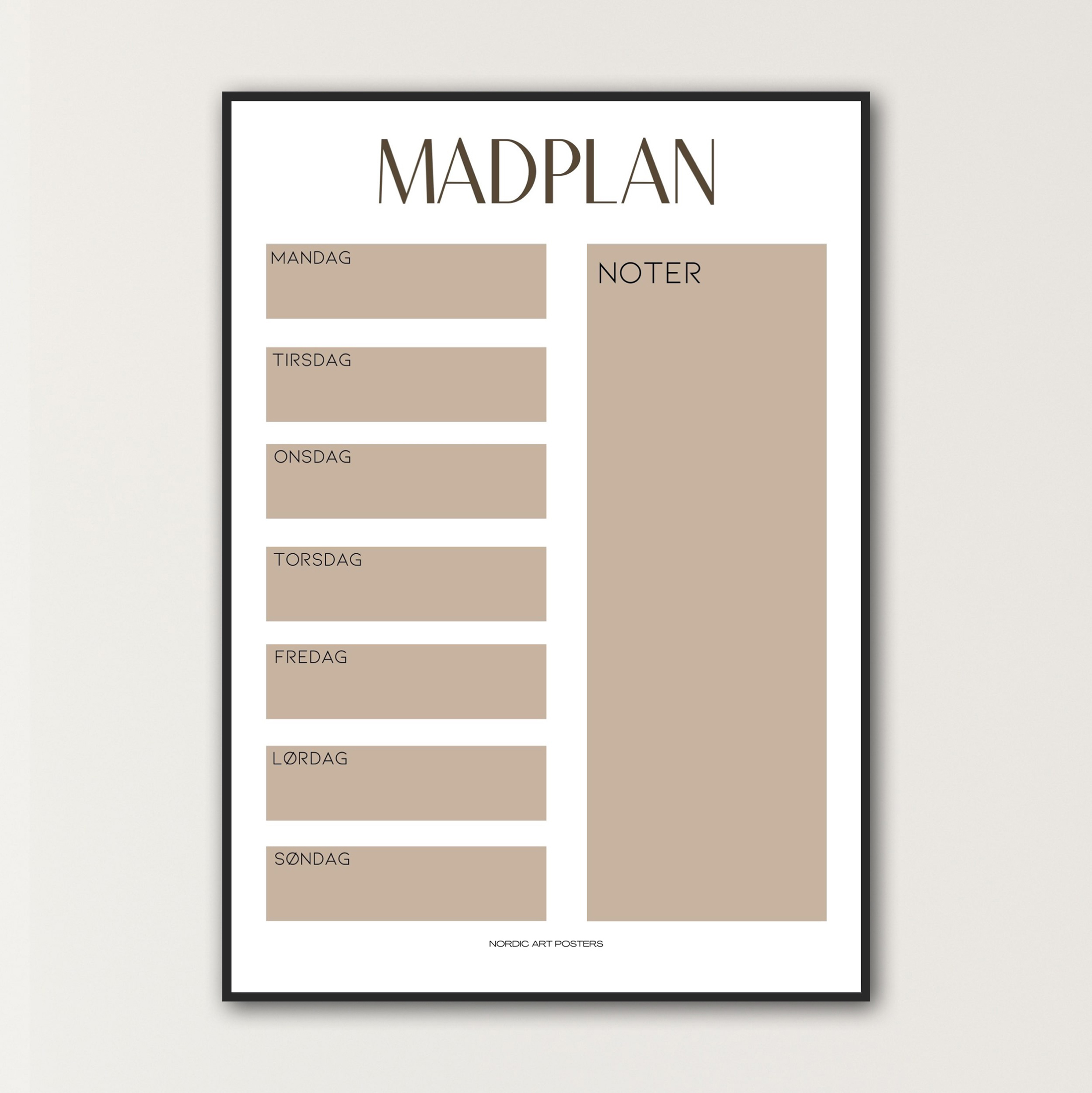 Madplan Plakat 50x70cm – Effektiv Ugeplanlægning
