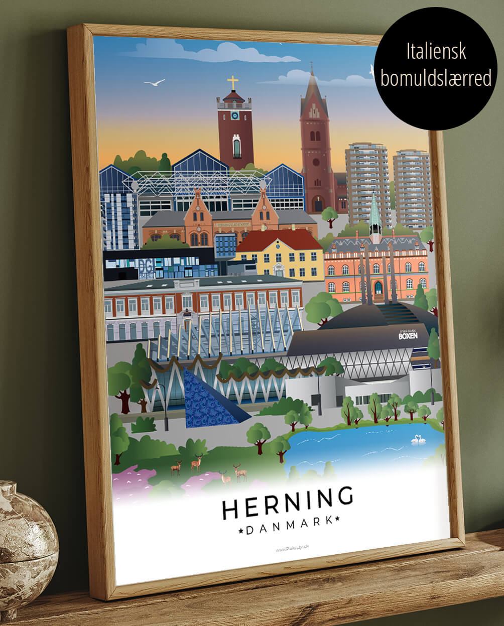 Herning Byplakat på Lærred - Moderne Vægkunst