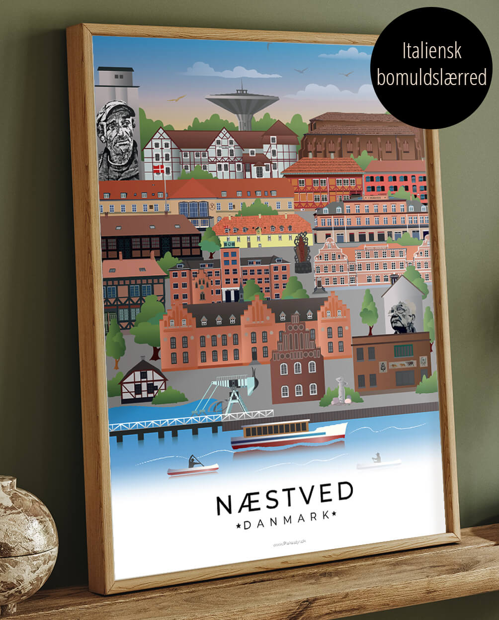 Næstved Byplakat på Lærred - Elegant Vægkunst