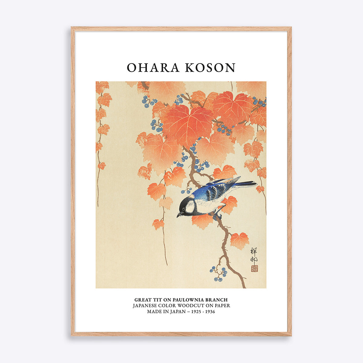 Ohara Koson Great Tit Plakat - Japansk Skønhed