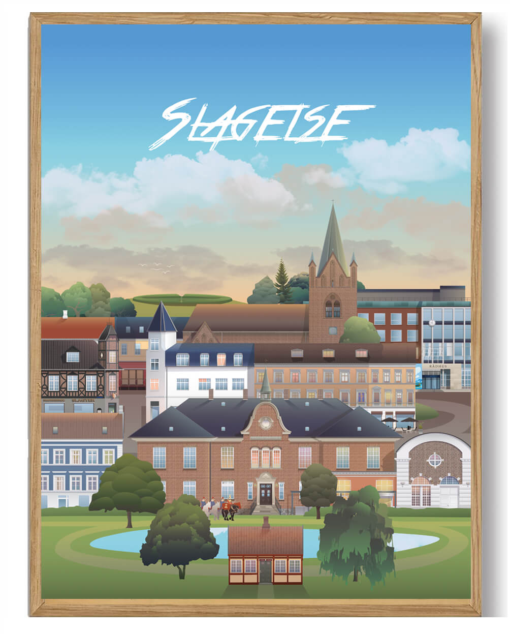 Slagelse Plakat af Martin Rahr - Farverig Kunst til Hjemmet
