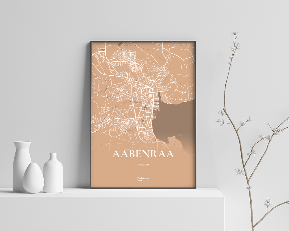Aabenraa Bykort Plakat i Guld - 70x100 cm