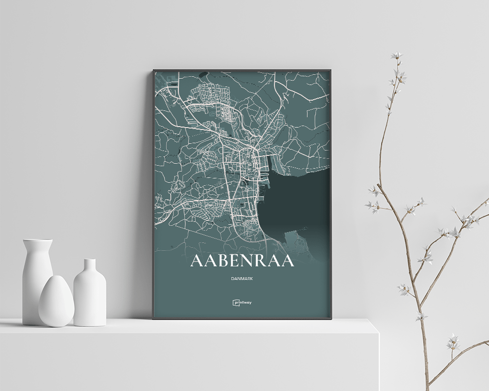 Aabenraa Bykort Plakat i Skovgrøn – Unik Vægdekoration!